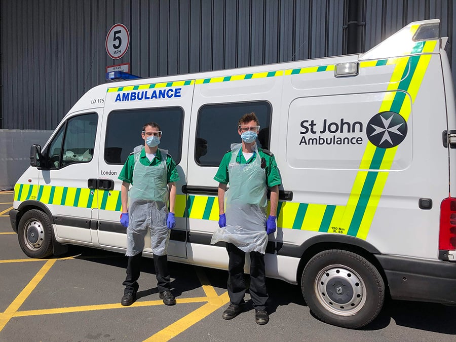 St John Ambulance ambulance crew in PPE