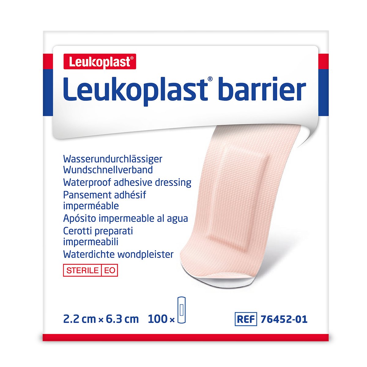 Pack of 100 2.2 x 6.3cm Leukoplast Barrier Plasters