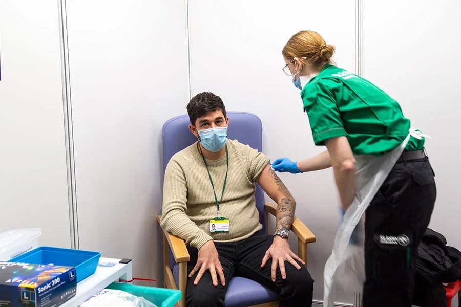 Vaccination patient receiving injection