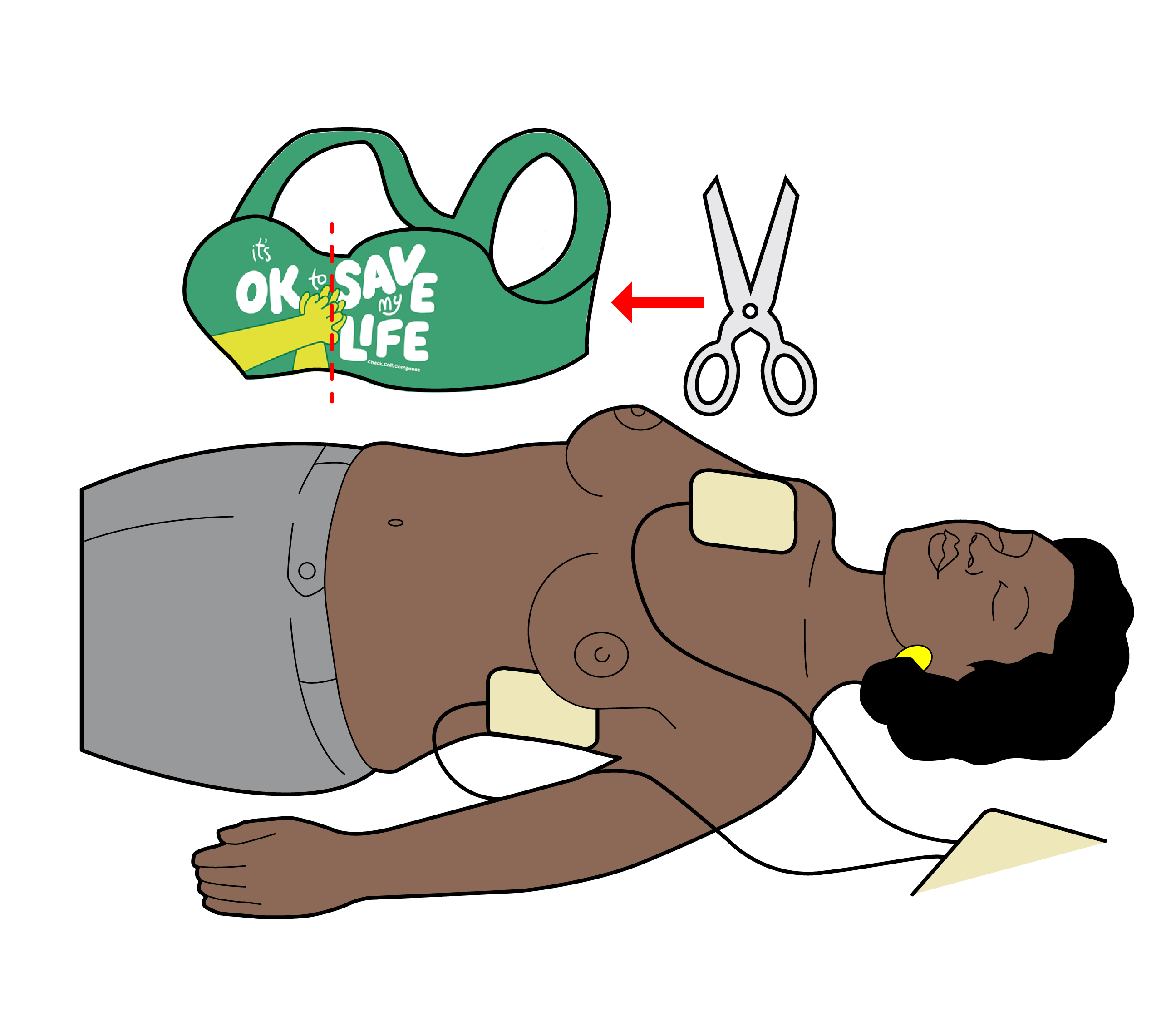 Step 5_Cut Away Clothing_Woman with nipples - WITH BRA - MIDDLE CUT