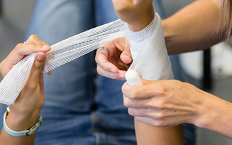First aid for a bleeding wound First aid for a bleeding wound