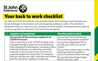 Back to work checklist