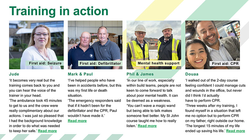 A collage of St John Ambulance case studies.