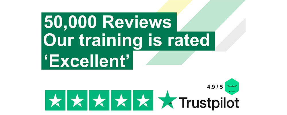 "50,000 reviews. Our training is rated 'Excellent'."