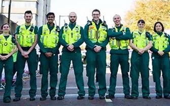 A group of St John Ambulance volunteers at a marathon.