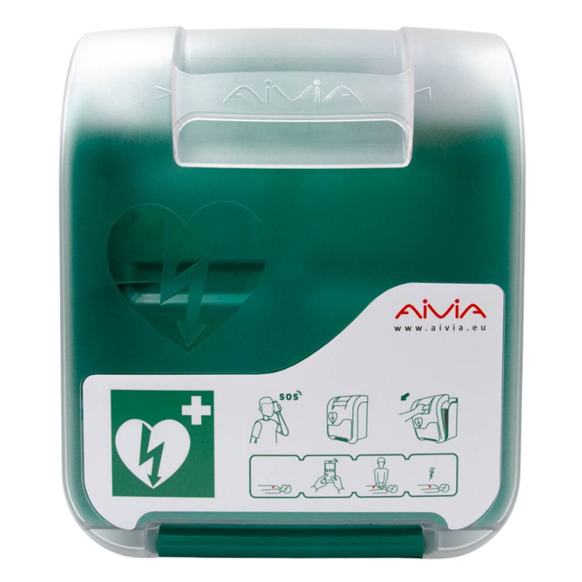 The front of the Aivia Basic AED Cabinet.