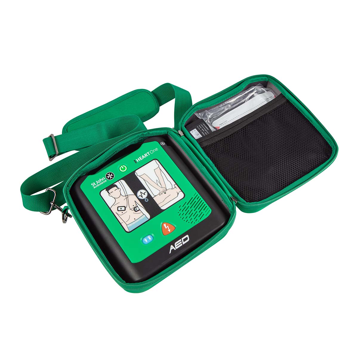 The St John Ambulance HEART Hardcase, opened with the HEART One inside.