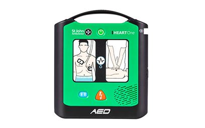 The front of the St John Ambulance HEART One Semi-automatic Defibrillator. The front of the St John Ambulance HEART One Semi-automatic Defibrillator.