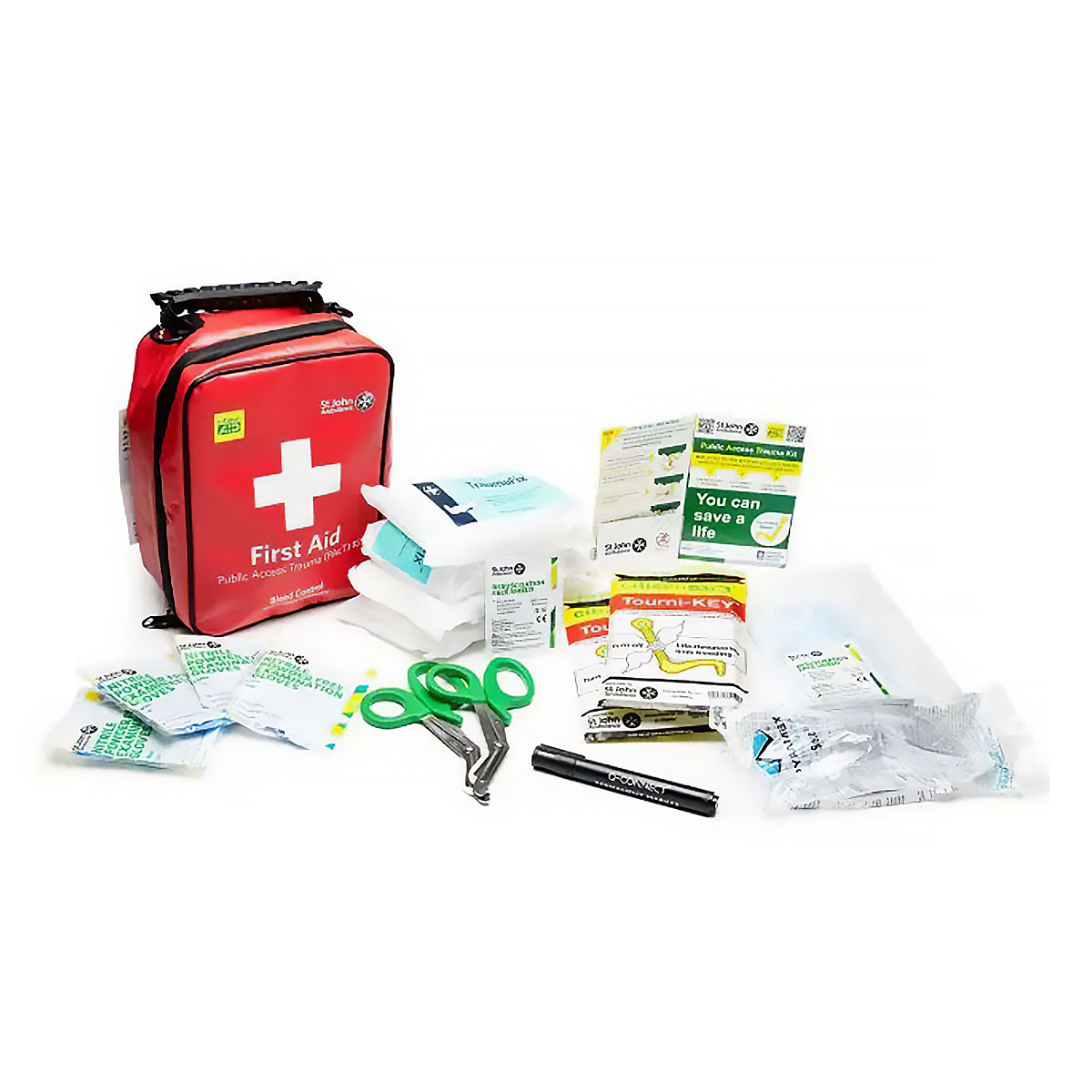 St John Ambulance Public Access Trauma PAcT First Aid Kit with Tourni-Key
