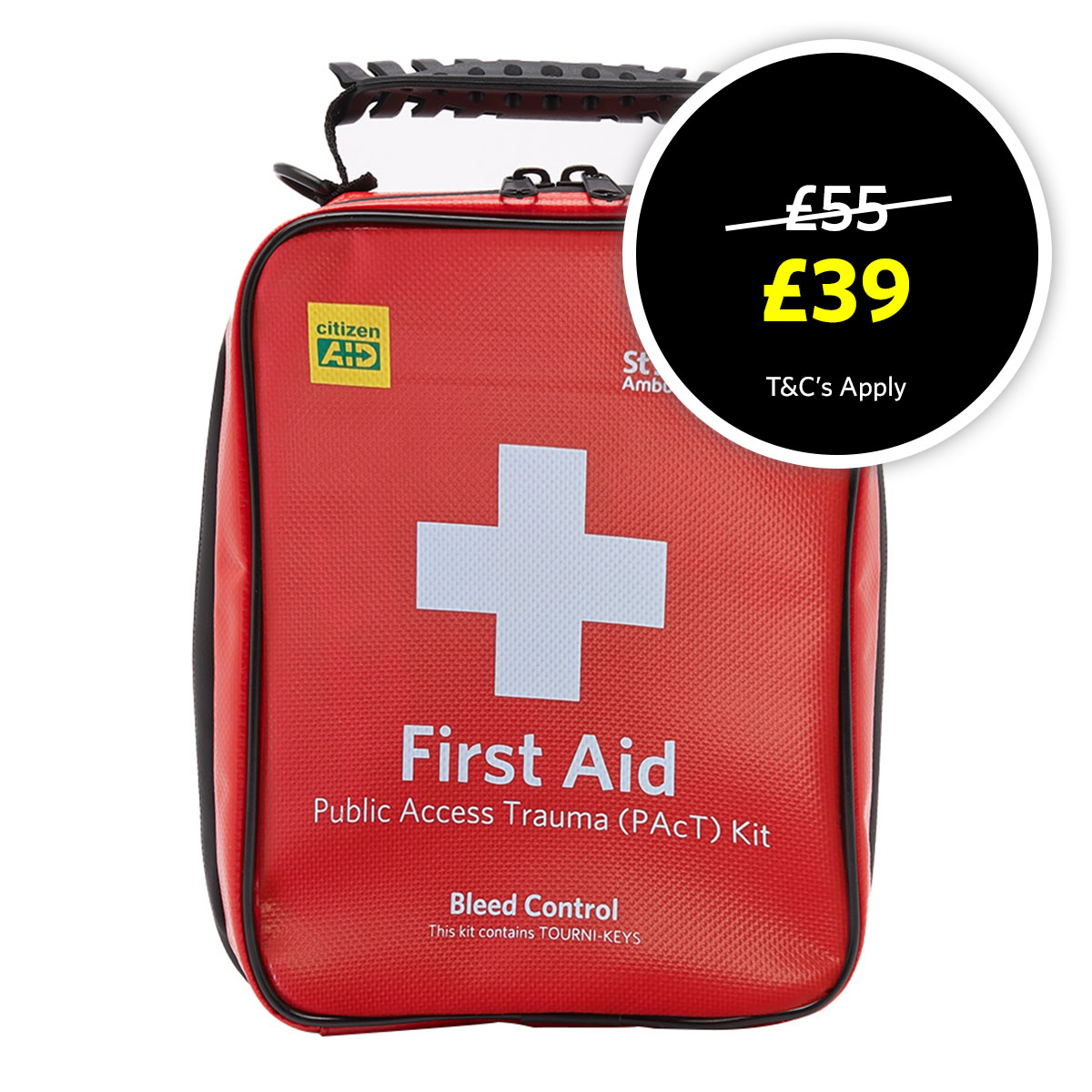 St John Ambulance Public Access Trauma PAcT First Aid Kit with Tourni-Key.