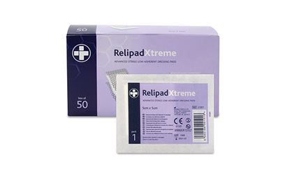 Box of 50 5cm x 5cm RelipadXtreme Low-Adherent Dressing Pads Box of 50 5cm x 5cm RelipadXtreme Low-Adherent Dressing Pads Box of 50 5cm x 5cm RelipadXtreme Low-Adherent Dressing Pads Box of 50 5cm x 5cm RelipadXtreme Low-Adherent Dressing Pads