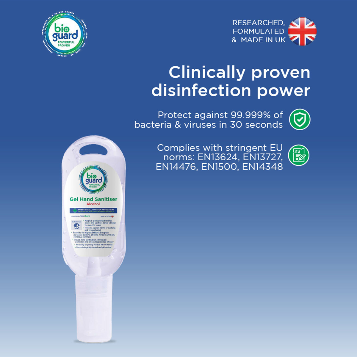50ml Bioguard Surgical Hand Gel Sanitiser with Clip and Reel.