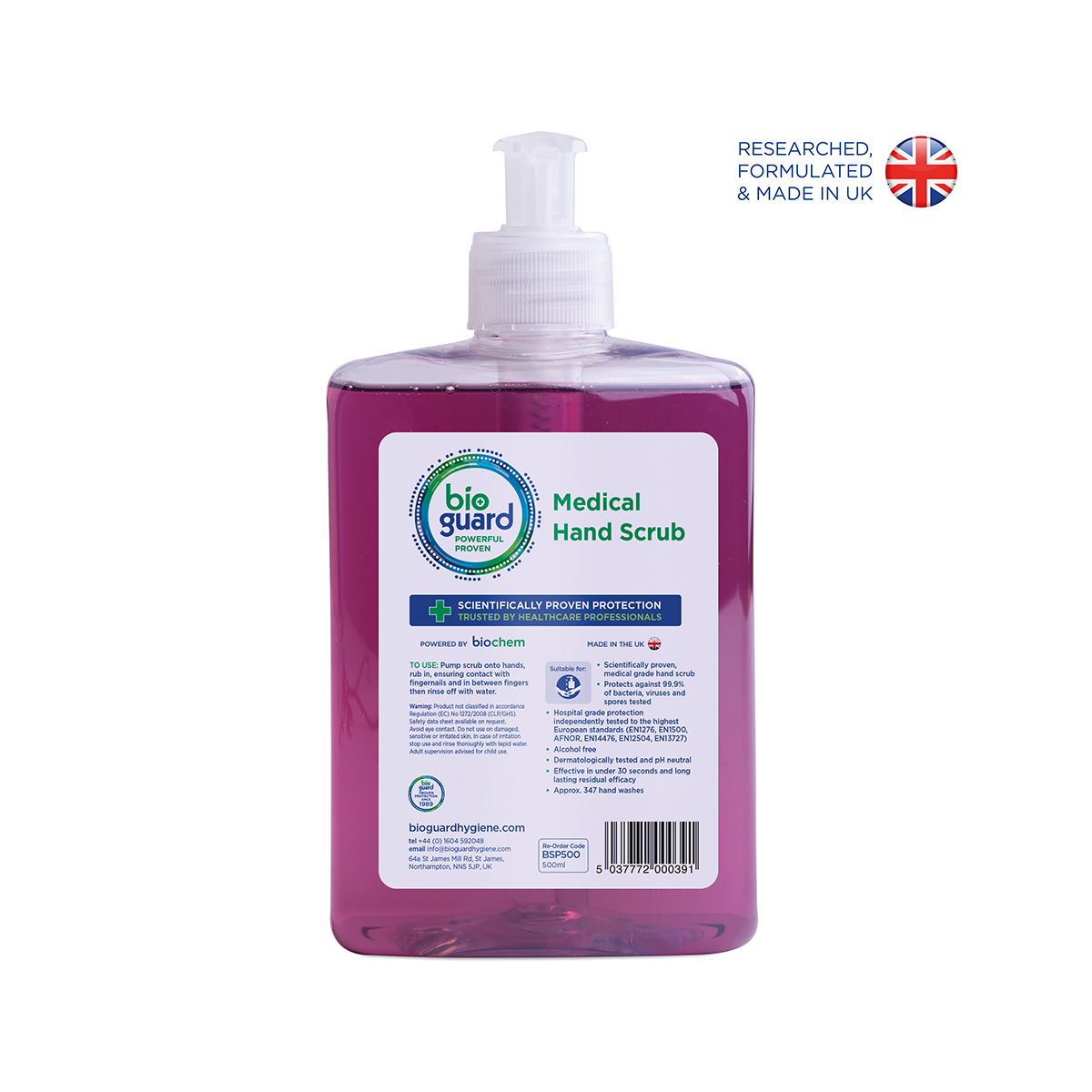 500ml Bioguard Medical Hand Scrub with Pump Dispenser