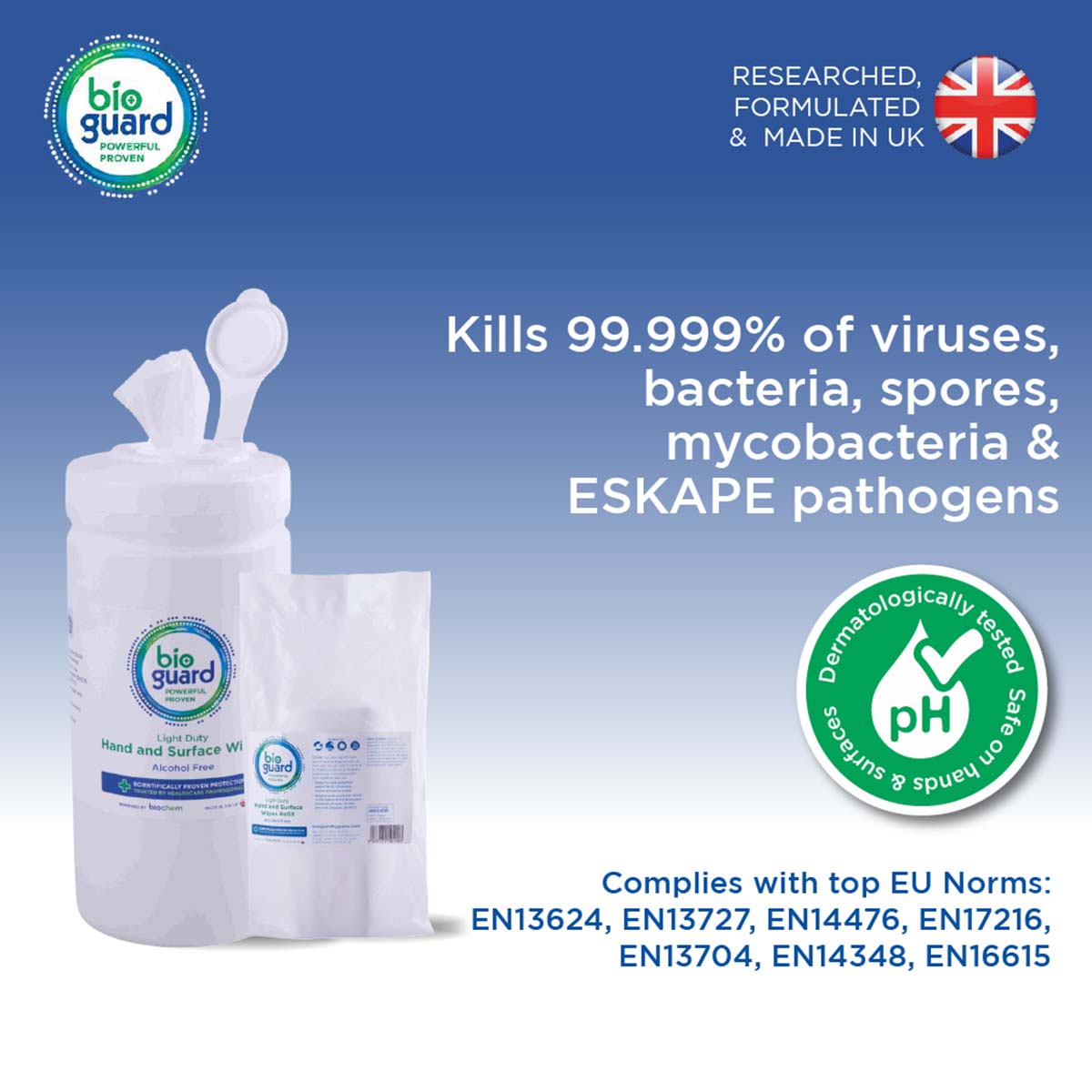 Tub of 240 Bioguard Light Duty Hand and Surface Wipes Tub of 240 Bioguard Light Duty Hand and Surface Wipes