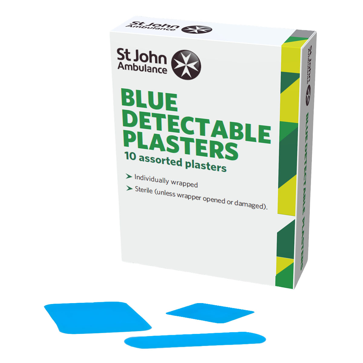 The front of the St John Ambulance Blue Detectable Plasters - Pack of 10.