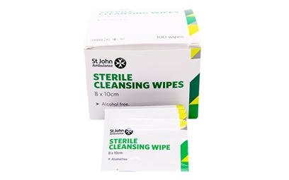 Pack of 100 St John Ambulance Sterile Moist Cleansing Wipes Pack of 10 St John Ambulance Sterile Moist Cleansing Wipes