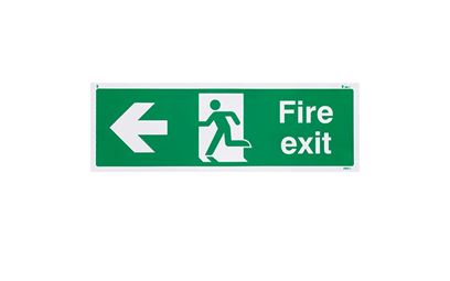 Fire Exit Left British Standard Vinyl Sign  Fire Exit Left British Standard Vinyl Sign