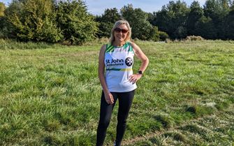 Sharon in St John running kit