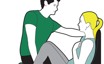 Heart attack first aid - help the casualty into a comfortable position Heart attack first aid - help the casualty into a comfortable position