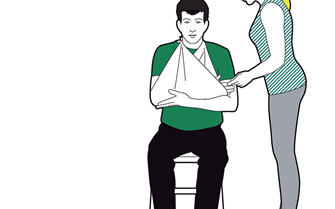 Arm sling - check circulation in fingertips Arm sling - check circulation in fingertips