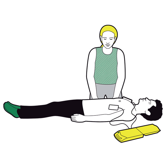 Using a defibrillator - follow visual and verbal prompts