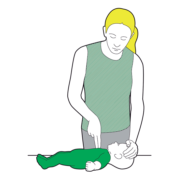 Baby CPR - give 30 chest pumps