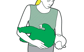 First aid - cradle your baby with the head tilted downwards First aid - cradle your baby with the head tilted downwards