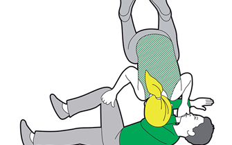 Child recovery position - roll the child towards you Child recovery position - roll the child towards you