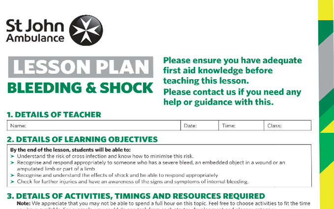 Bleeding and Shock lesson plan image Bleeding and Shock lesson plan image