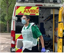 St John Ambulance volunteer in PPE