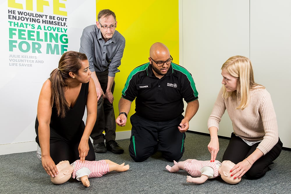 Trainer delivering first aid course