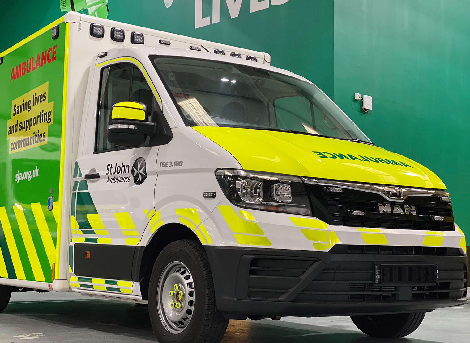 Bonnet of new St John Ambulance MAN TSE ambulance