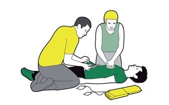How to use a defibrillator illustration.