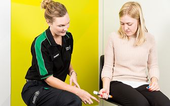 Course participants learning anaphylaxis first aid Course participants learning anaphylaxis first aid