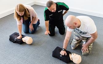 Adults learning resuscitation in a healthcare in the workplace course