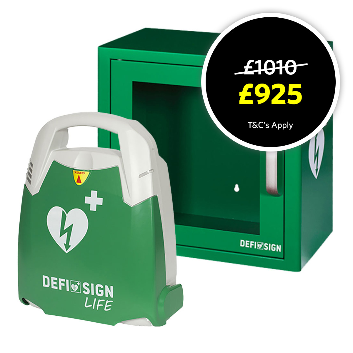 DefiSign Life Fully Automatic Defibrillator and Cabinet Bundle