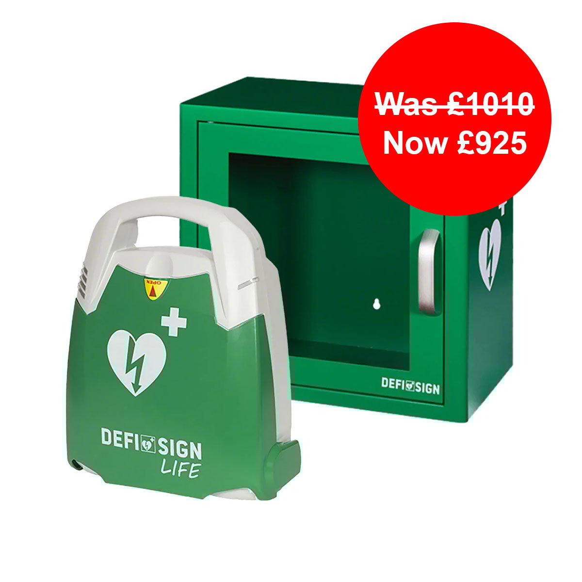 DefiSign Life Fully Automatic Defibrillator and Cabinet Bundle
