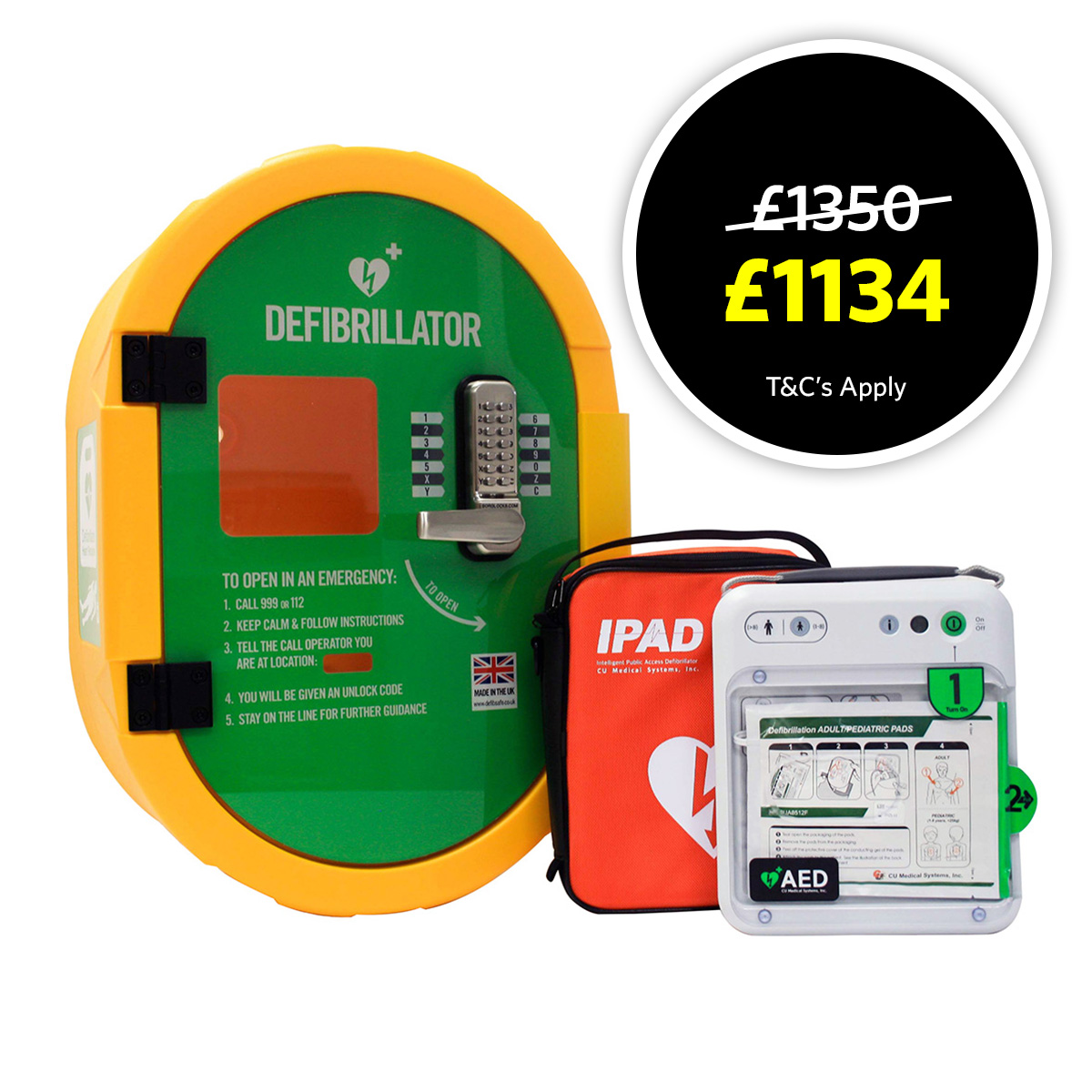 Defibsafe 2 Locked Cabinet and NFK200 Semi-Automatic AED Bundle