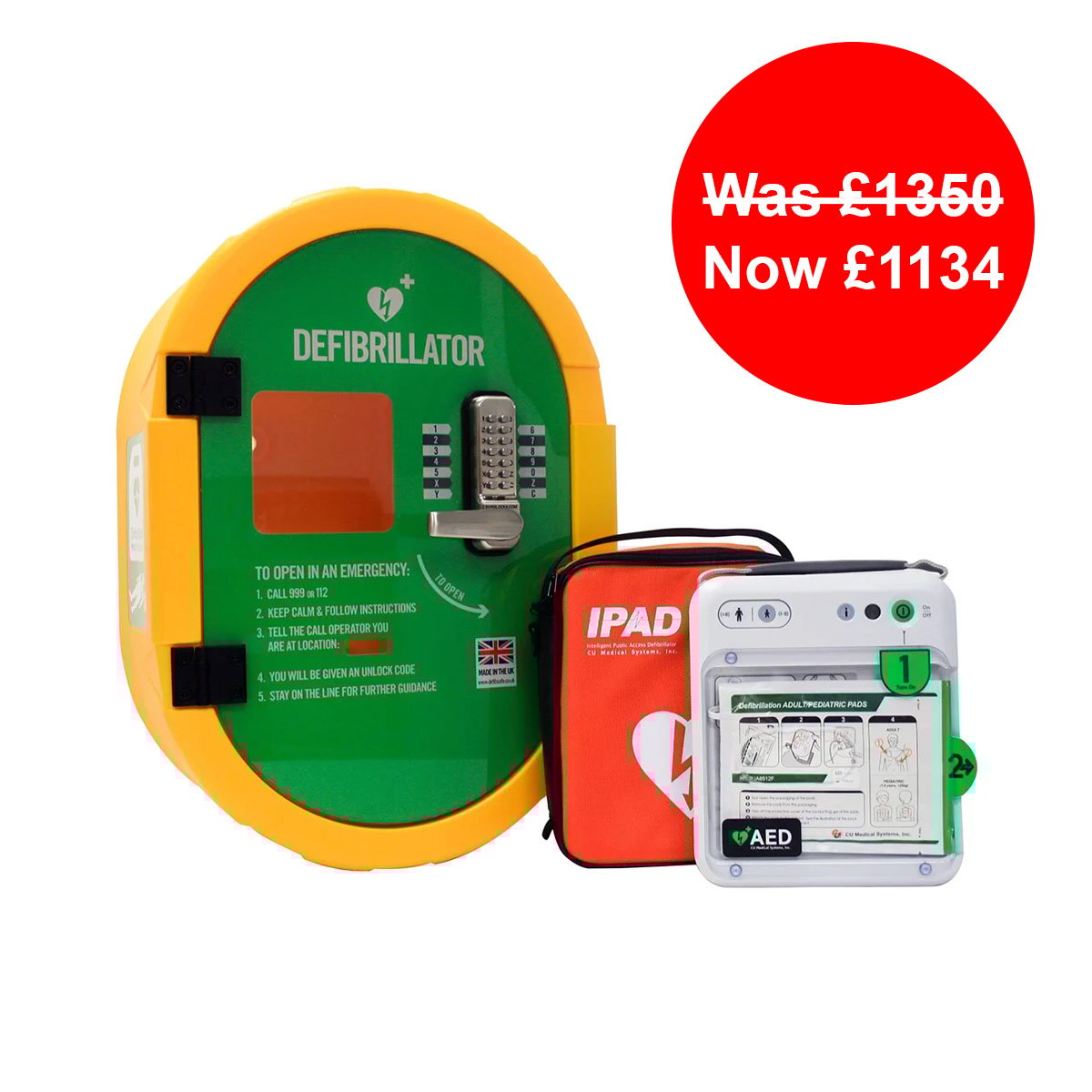 Defibsafe 2 Locked Cabinet and NFK200 Semi-Automatic AED Bundle