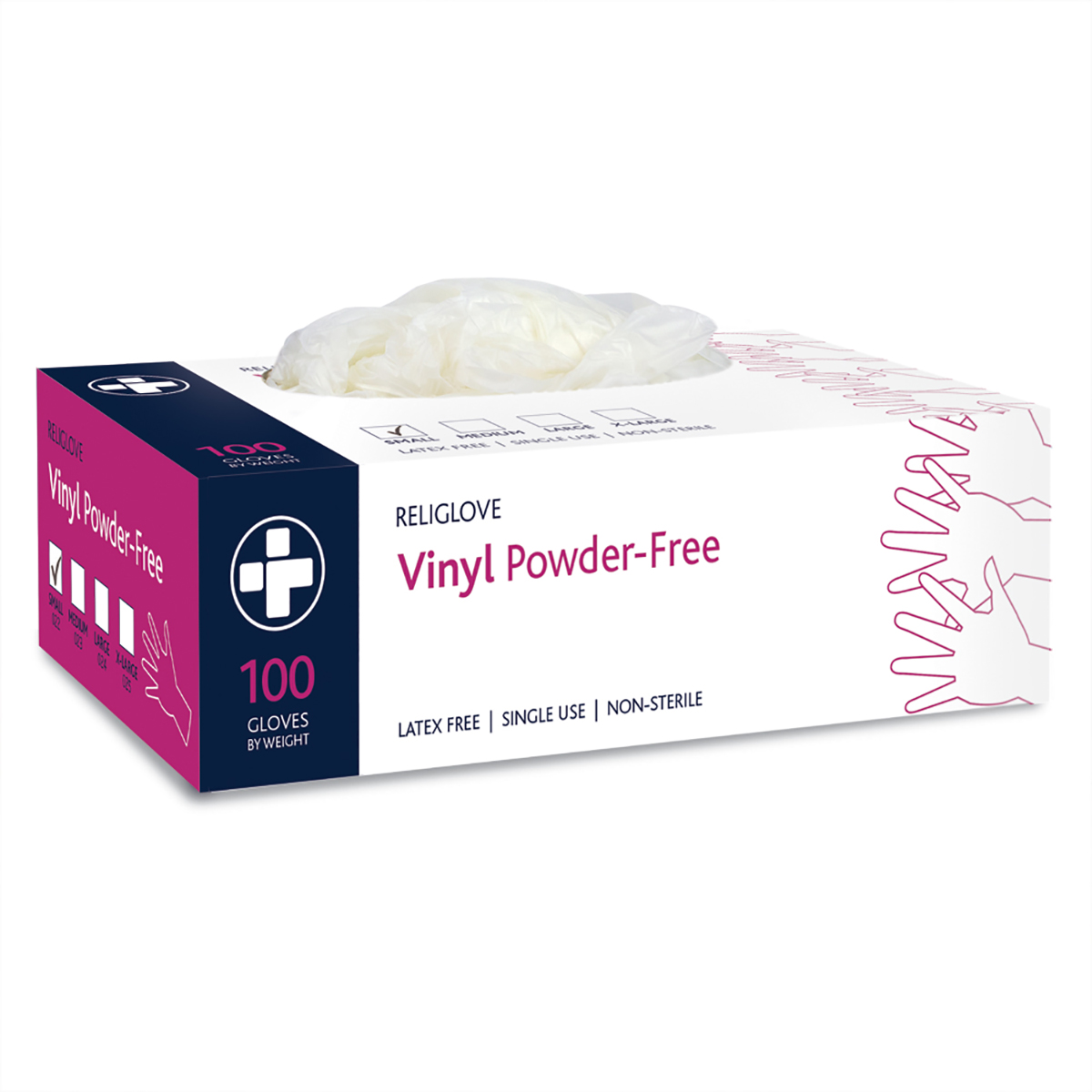 Box of 100 Small Vinyl Powder-Free Gloves