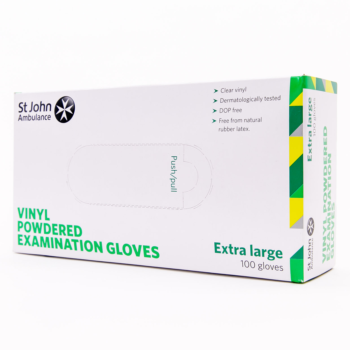 Box of 100 Extra Large St John Ambulance Vinyl Pre-Powdered Gloves