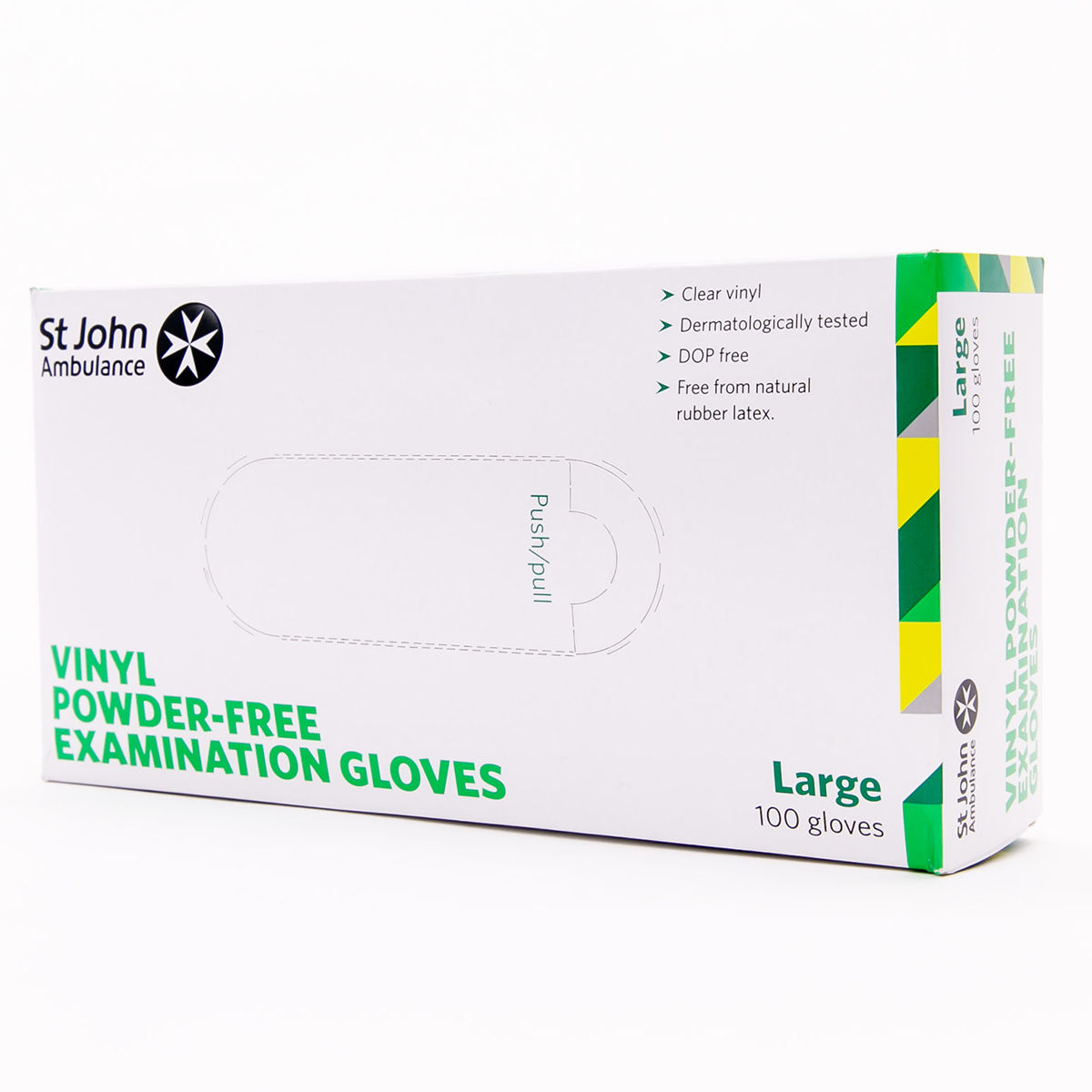 Box of 100 St John Ambulance Vinyl Powder-Free Gloves Large