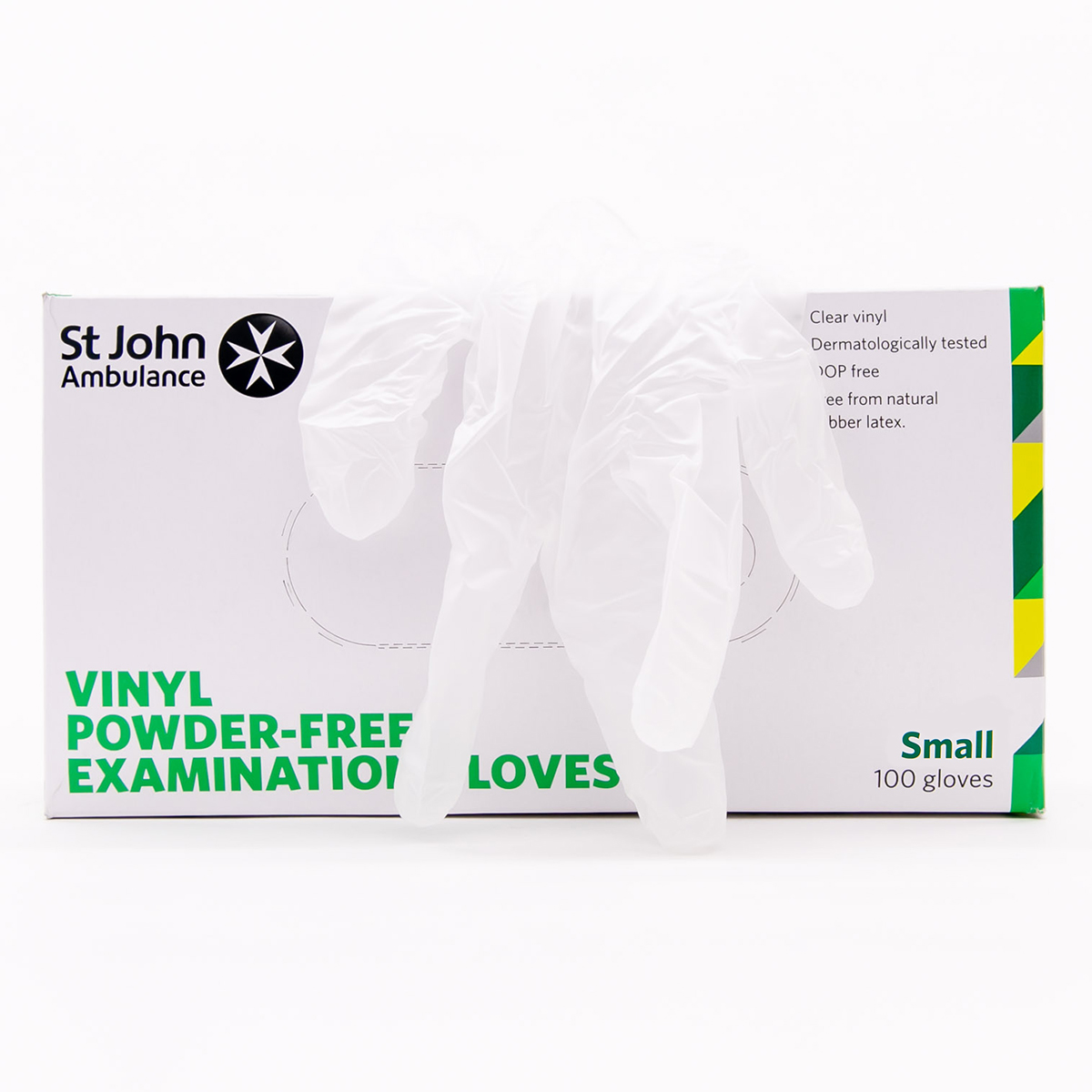 Box of 100 Small St John Ambulance Vinyl Powder-Free Gloves