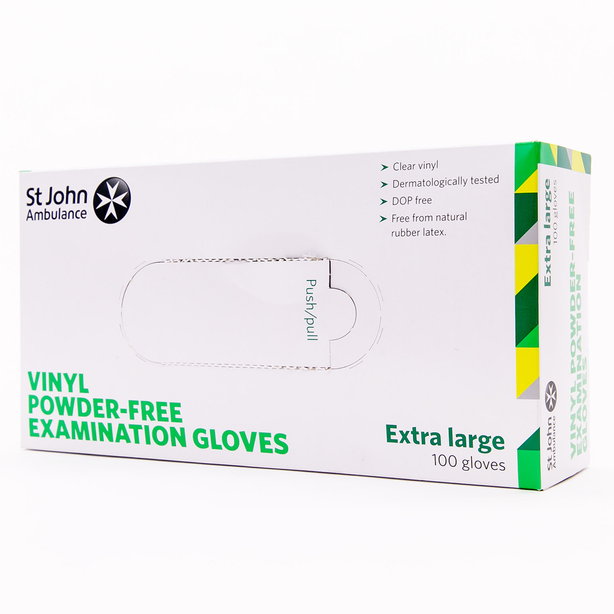 Box of 100 St John Ambulance Vinyl Powder-Free Gloves Extra Large
