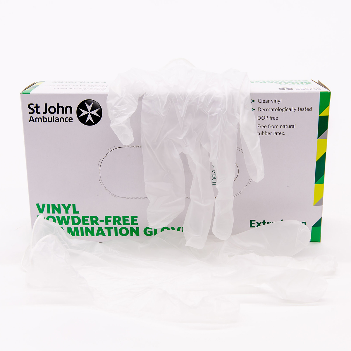 Box of 100 Extra-Large St John Ambulance Vinyl Powder-Free Gloves