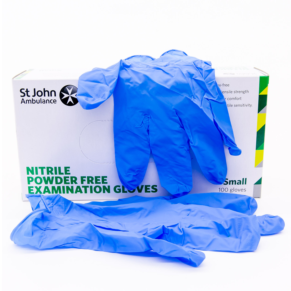 Box of 100 Small Blue St John Ambulance Nitrile Powder-Free Gloves