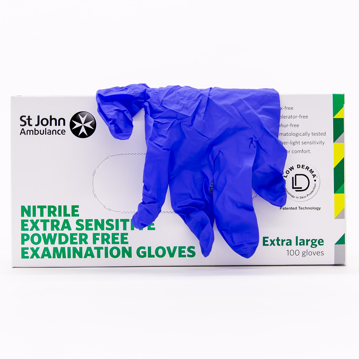 Box of 100 Extra Large St John Ambulance Nitrile Powder-Free Extra Sensitive Gloves