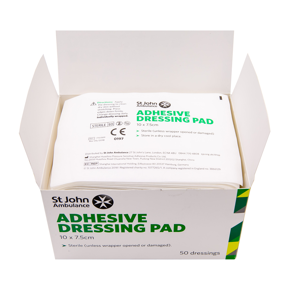 Pack of 50 10cm x 7.5cm St John Ambulance Large Adhesive Dressing Pads