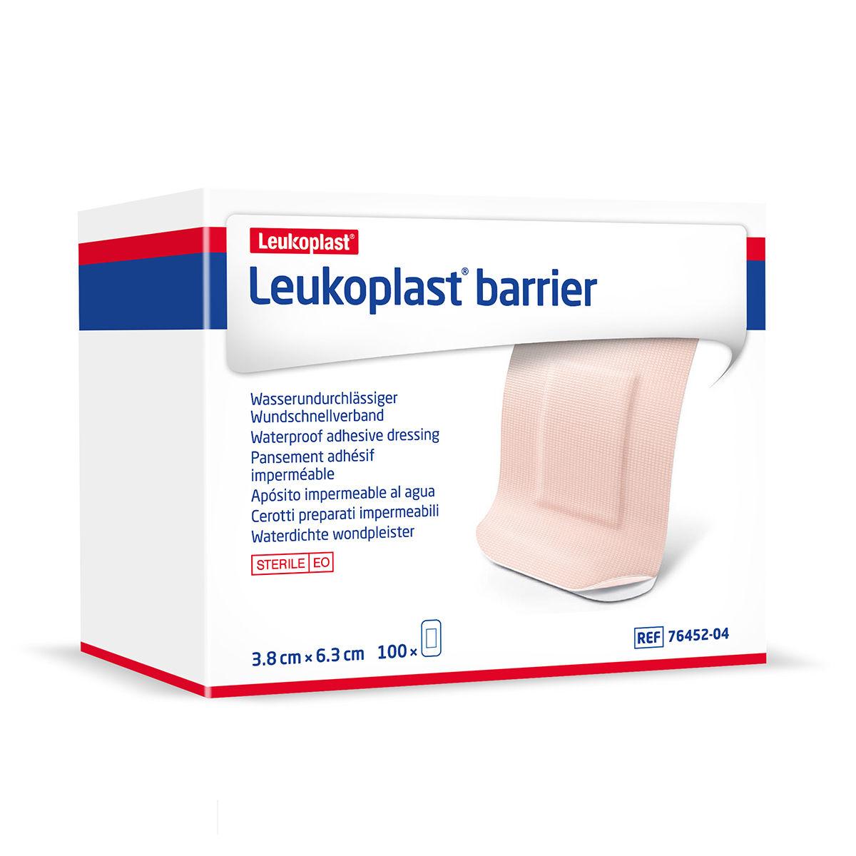 Pack of 100 3.8cm x 6.3cm Leukoplast Barrier Plasters