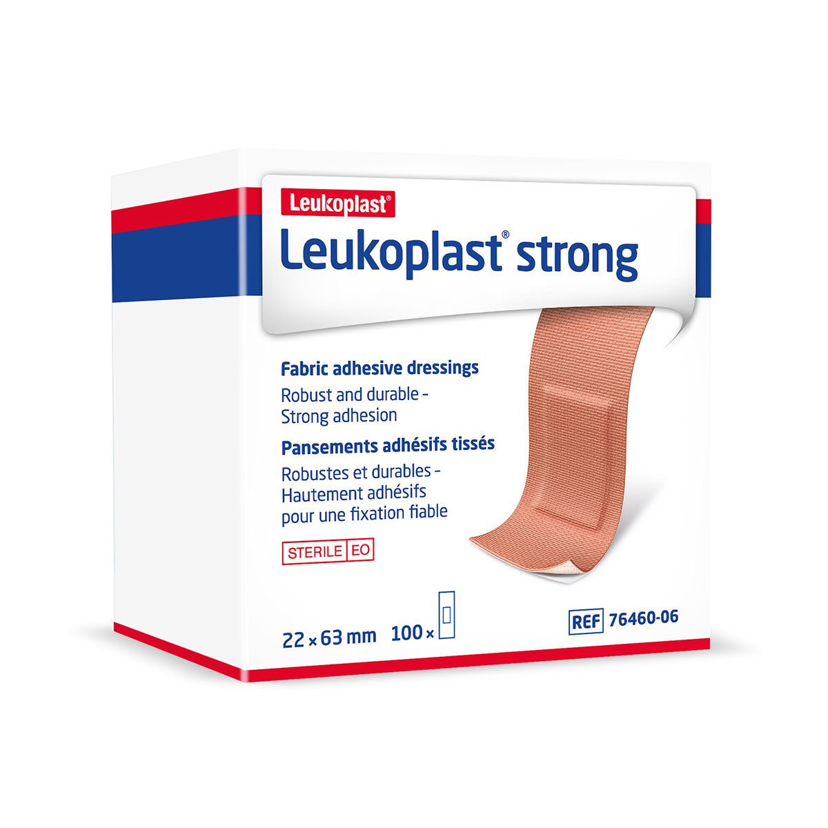 Pack of 100 2.2cm x 6.3cm Leukoplast Strong Fabric Plasters